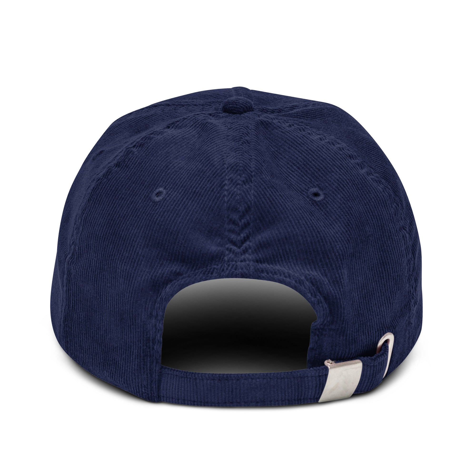 Back view of Oxford Navy Parts & Service Corduroy Hat with adjustable buckle closure