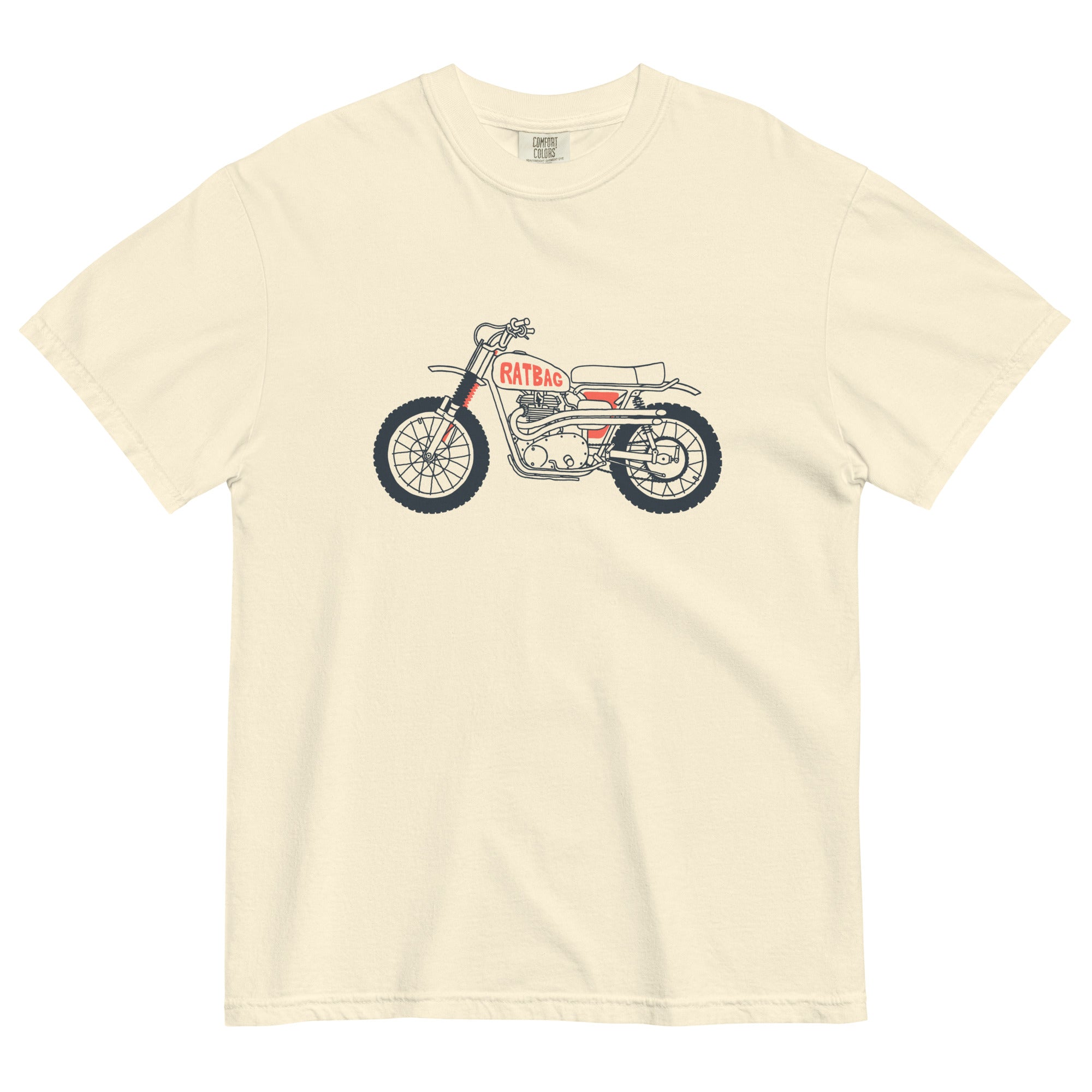 Desert Sled Tee in Ivory with hand-drawn California desert race bike graphic